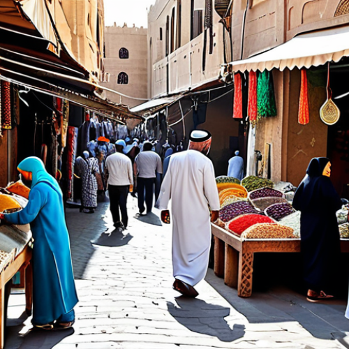 Home 6 Busy Souk Scene**
"A vibrant and bustling marketplace scene in a traditional Arab souk, daytime, fully clothed merchants selling wares, colorful textiles, spice stalls, appropriate attire, safe for work, perfect anatomy, natural proportions, professional photography, high quality, modest clothing, family-friendly. The architecture should reflect typical Arabic designs. There should be lots of activity. The image should evoke a sense of energy and cultural richness."
**